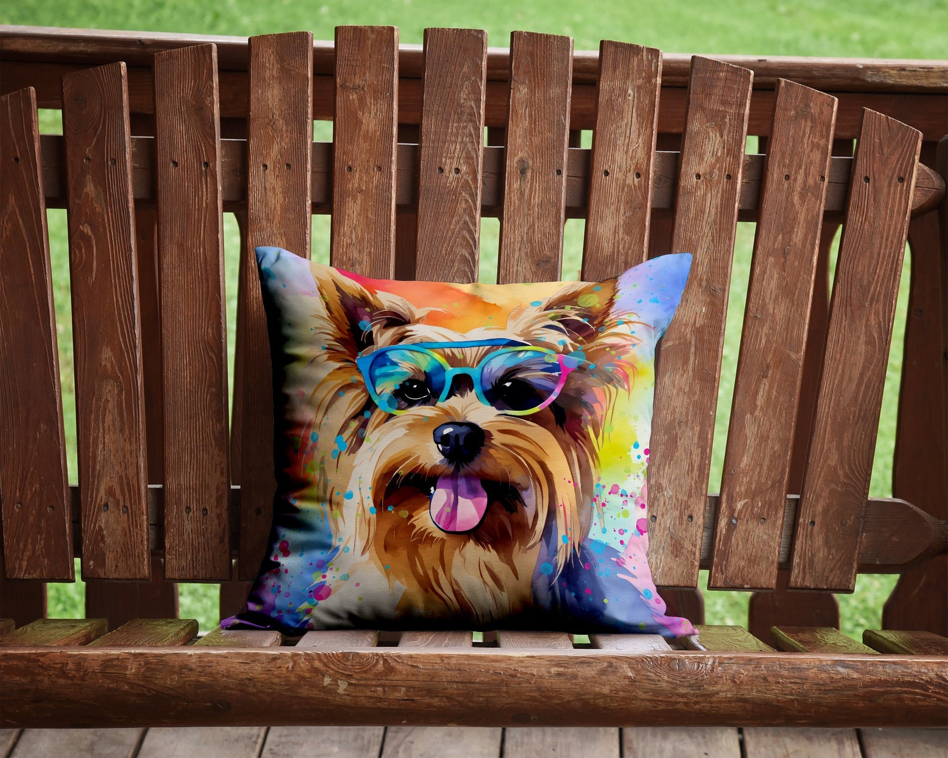 Yorkshire Terrier Hippie Dawg Throw Pillow - One Color / One Size - Home & Garden - Home Textile - Pillows
