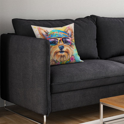 Yorkshire Terrier Hippie Dawg Throw Pillow - One Color / One Size - Home & Garden - Home Textile - Pillows