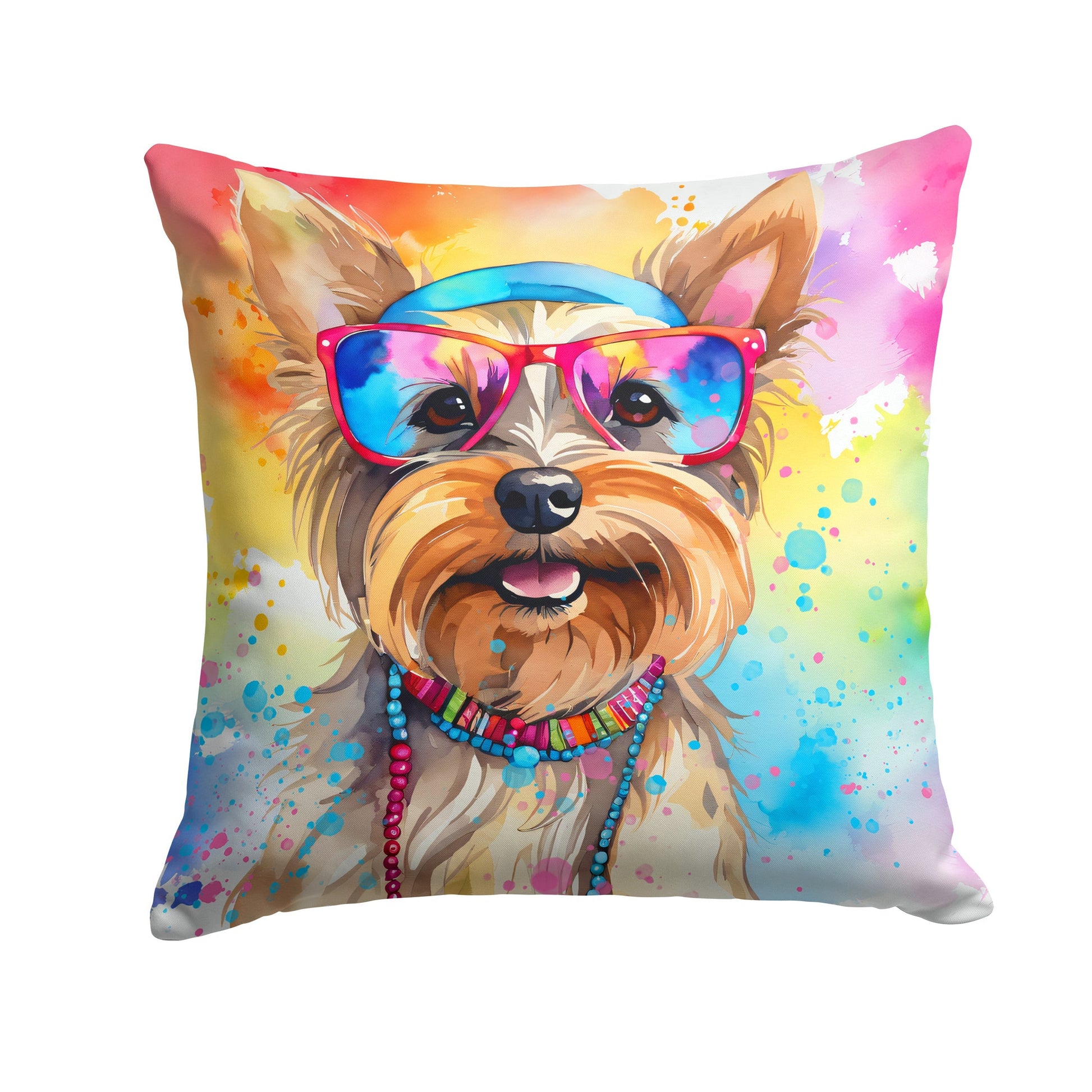 Yorkshire Terrier Hippie Dawg Throw Pillow - One Color / One Size - Home & Garden - Home Textile - Pillows