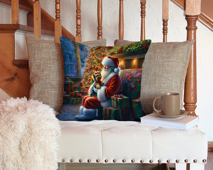 Yorkshire Terrier Yorkie and Santa Claus Throw Pillow - One Color / One Size - Home & Garden - Home Textile - Pillows
