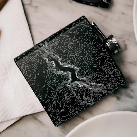 Yosemite National Park - California Map Hip Flask in Matte Black - Drinkware