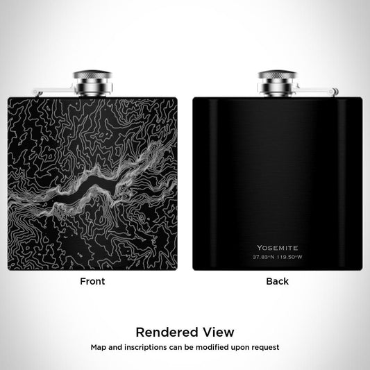 Yosemite National Park - California Map Hip Flask in Matte Black - Drinkware