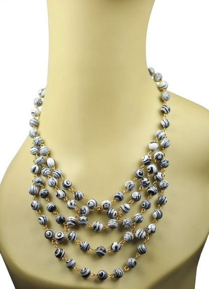 Zebra Stripe Turquoise Statement Necklace - One Color / One Size - Jewelry & Accessories - Necklaces & Pendants