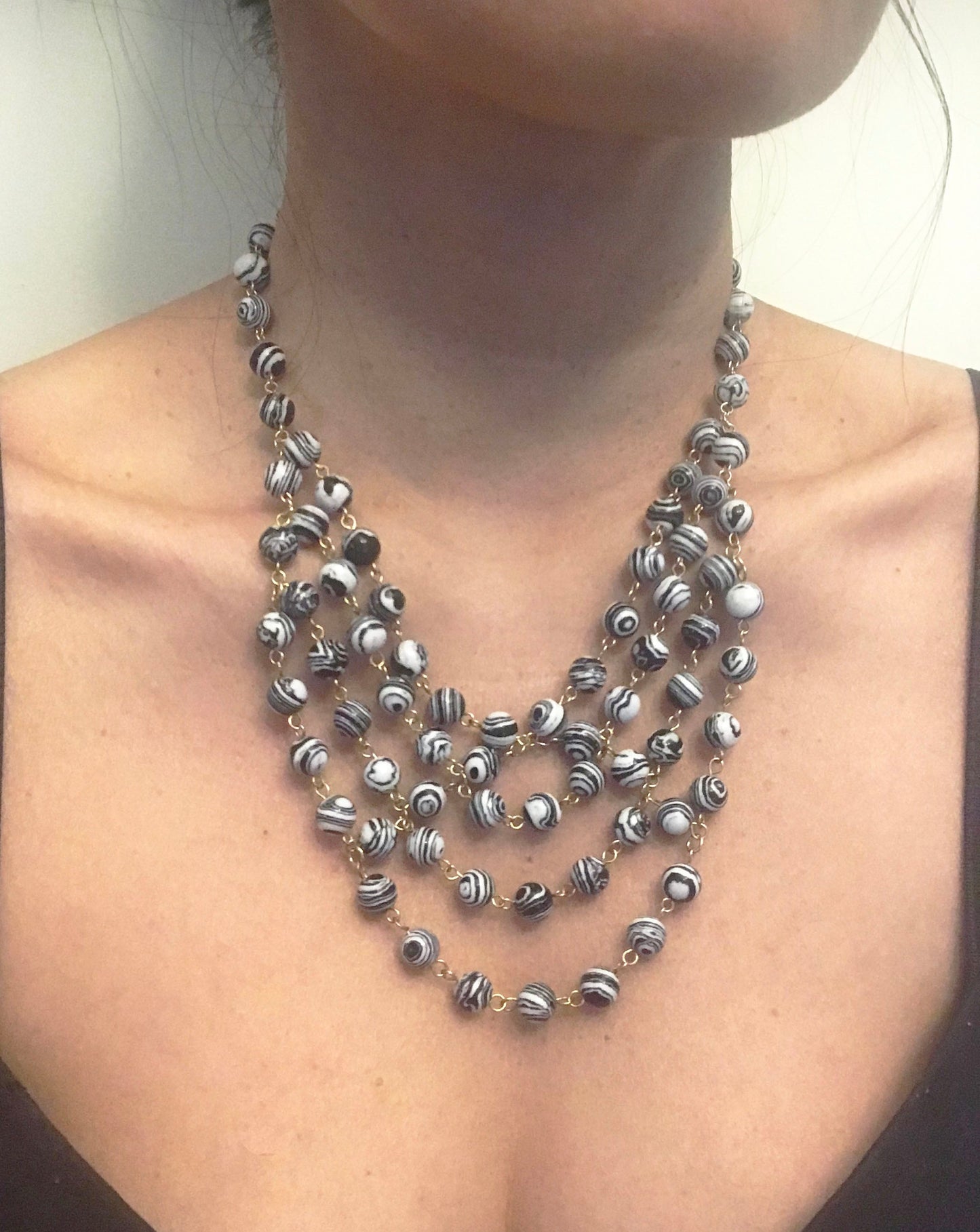 Zebra Stripe Turquoise Statement Necklace - One Color / One Size - Jewelry & Accessories - Necklaces & Pendants