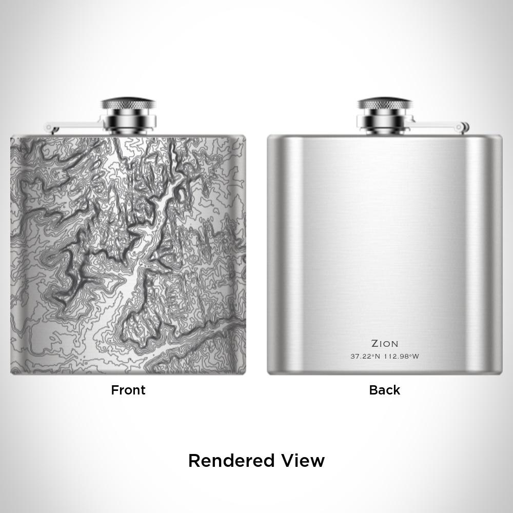 Zion National Park - Utah Map Hip Flask - Drinkware
