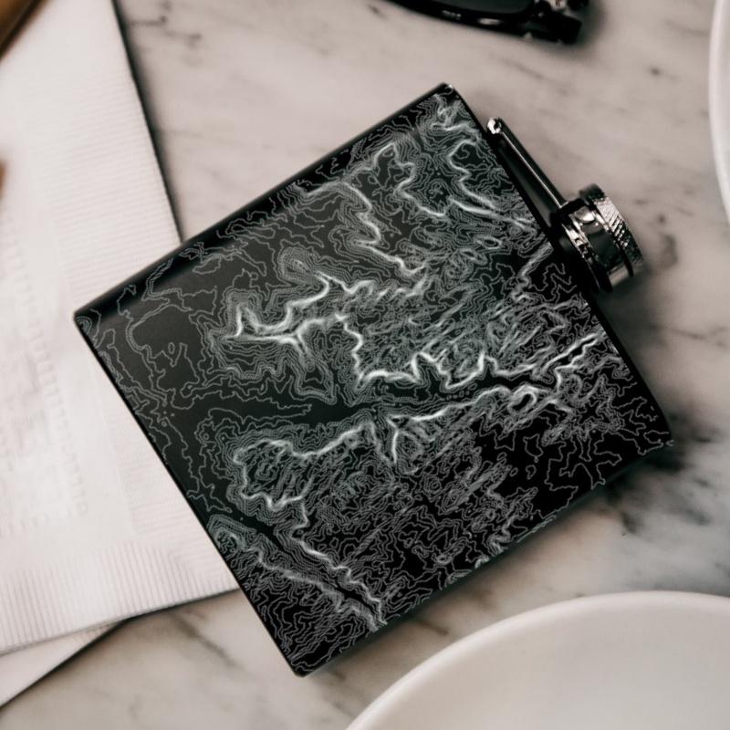 Zion National Park - Utah Map Hip Flask in Matte Black - Drinkware