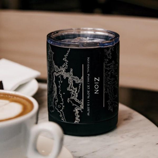 Zion National Park - Utah Map Insulated Cup in Matte Black - Drinkware