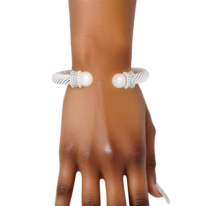 ZPB 2Pcs Blue White Thick Cable Classic Bangles