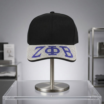 ZPB Black Canvas Greek Brim Baseball Cap