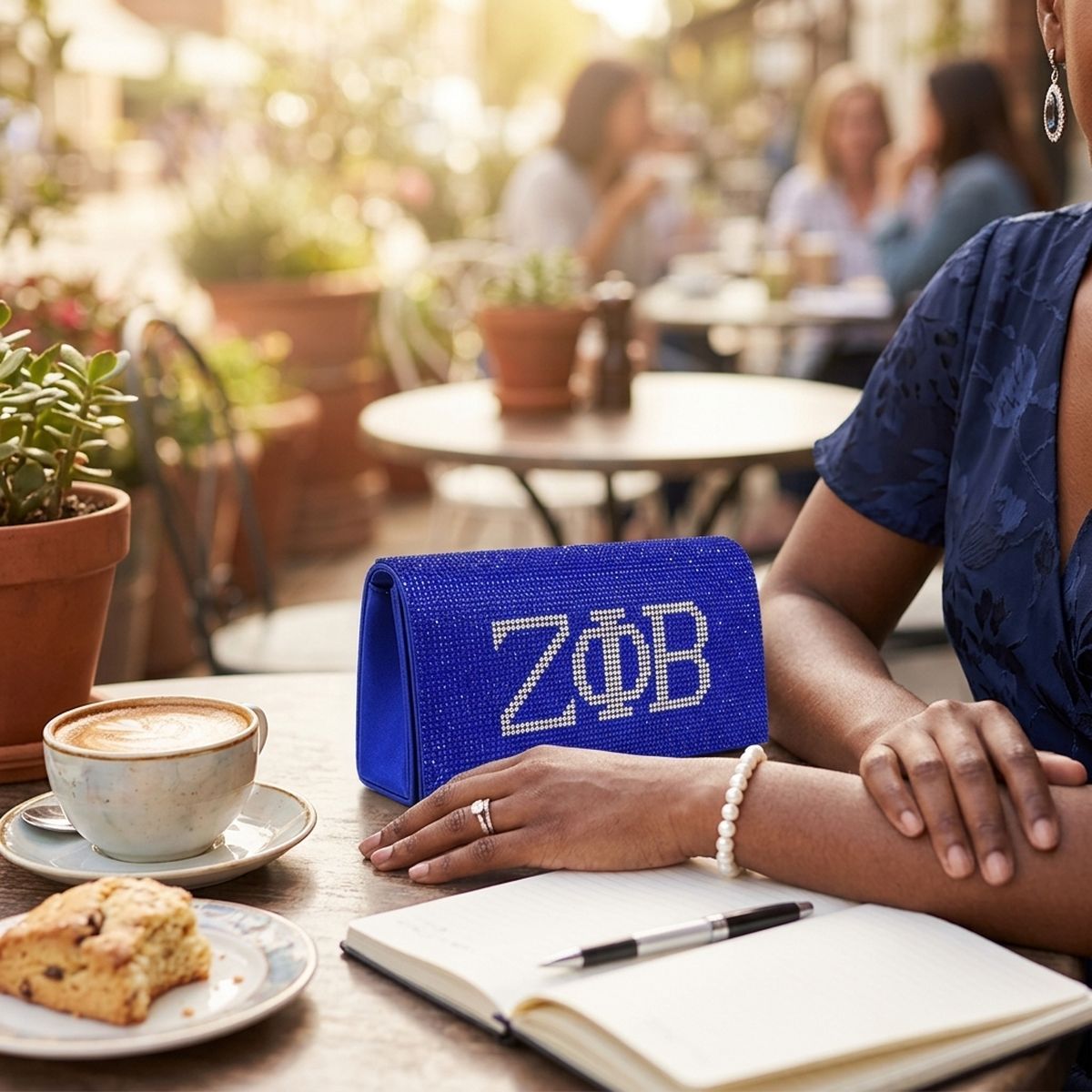 ZPB Blue and Clear Rhinestone Flap Snap Clutch Bag