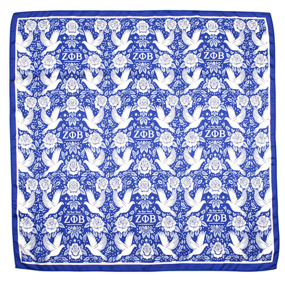 ZPB Blue and White Dove Square Sorority Scarf