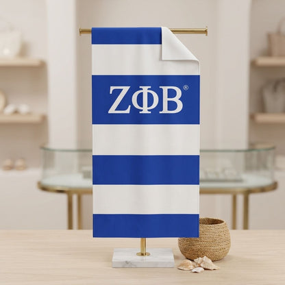 ZPB Blue and White Microfiber Stripe Beach Towel