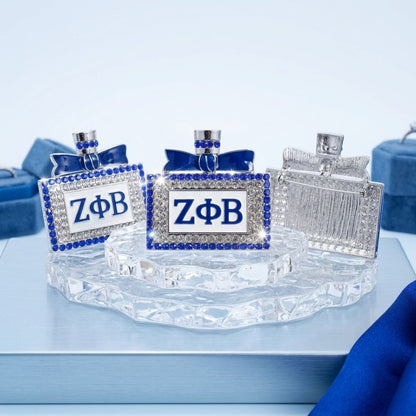 ZPB Blue and White Rhinestone Perfume Brooch