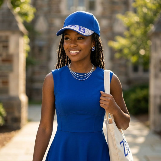 ZPB Blue Canvas Greek Brim Baseball Cap