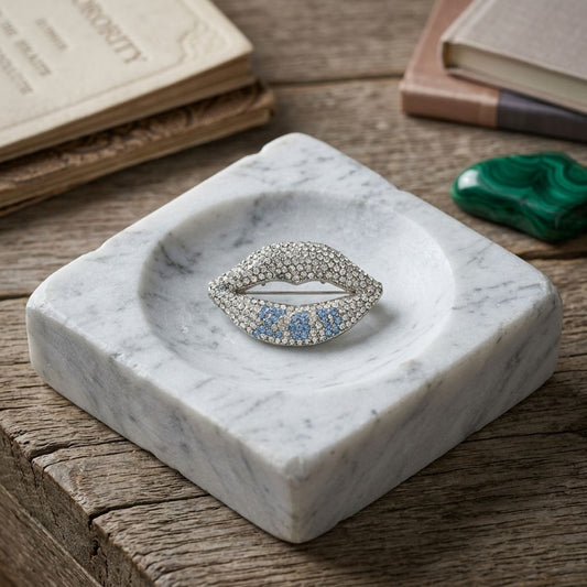 ZPB Greek Lips Brooch with Clear Rhinestones