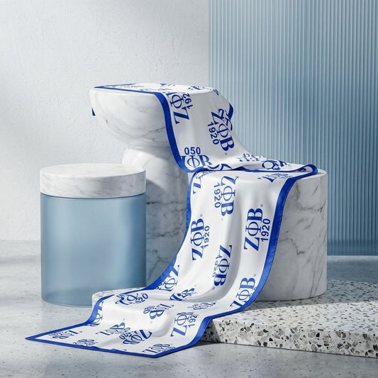 ZPB Long Blue and White 1920 Rectangle Scarf