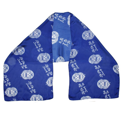 ZPB Long Blue and White Shield Rectangle Scarf