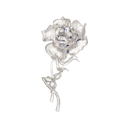 ZPB Sisterhood Sparkle Blue Rose Blooming Brooch