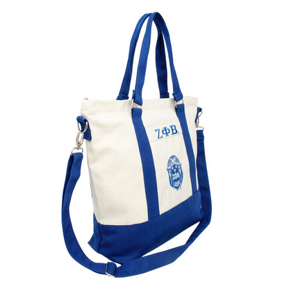 ZPB Sorority Thick Canvas Embroidered Tote Bag