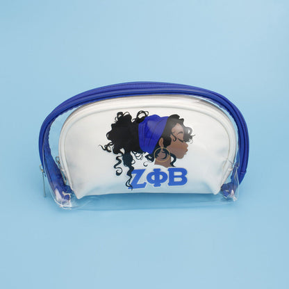 ZPB Sorority Woman Blue White Cosmetic Pouch Set