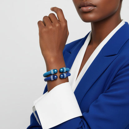 ZPB Zeta Amicae 2 Pcs Blue Thick Cable Bangles